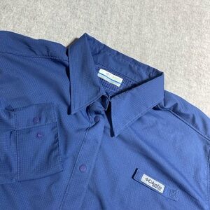 Columbia PFG Shirt Mens Extra Large Blue Fishing Vented Omni Shade Gorpcore Hike